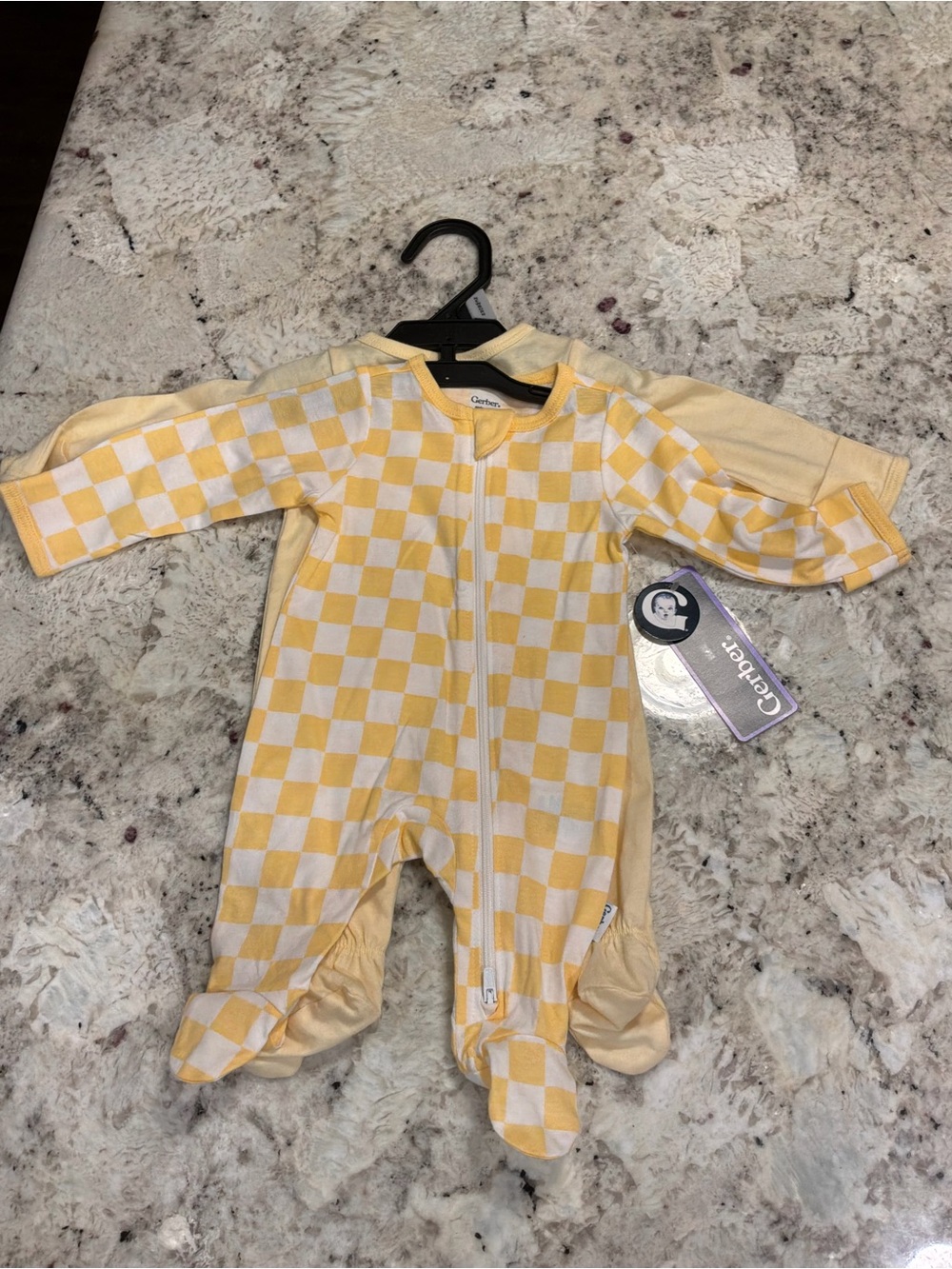 Gerber Yellow and White Checkered Footed One-Piece